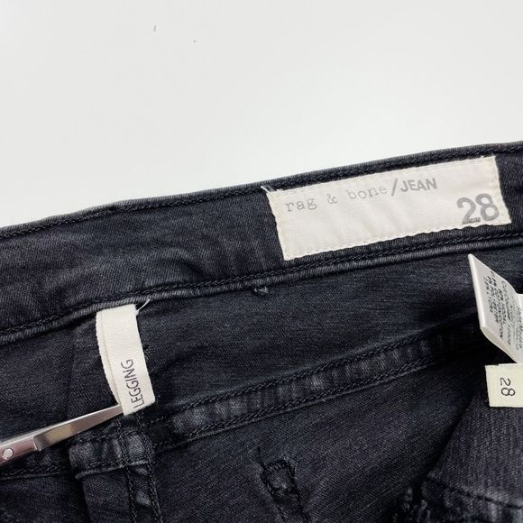 Rag & Bone Mid-Rise Legging Jean Stretch Night Wash Charcoal Grey Black 28 - Picture 8 of 10